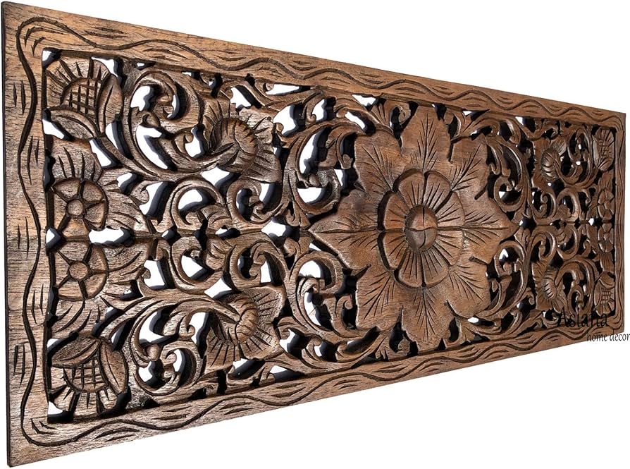 Wall Panel: Floral Carved Wall Decor Openwork Relief Art