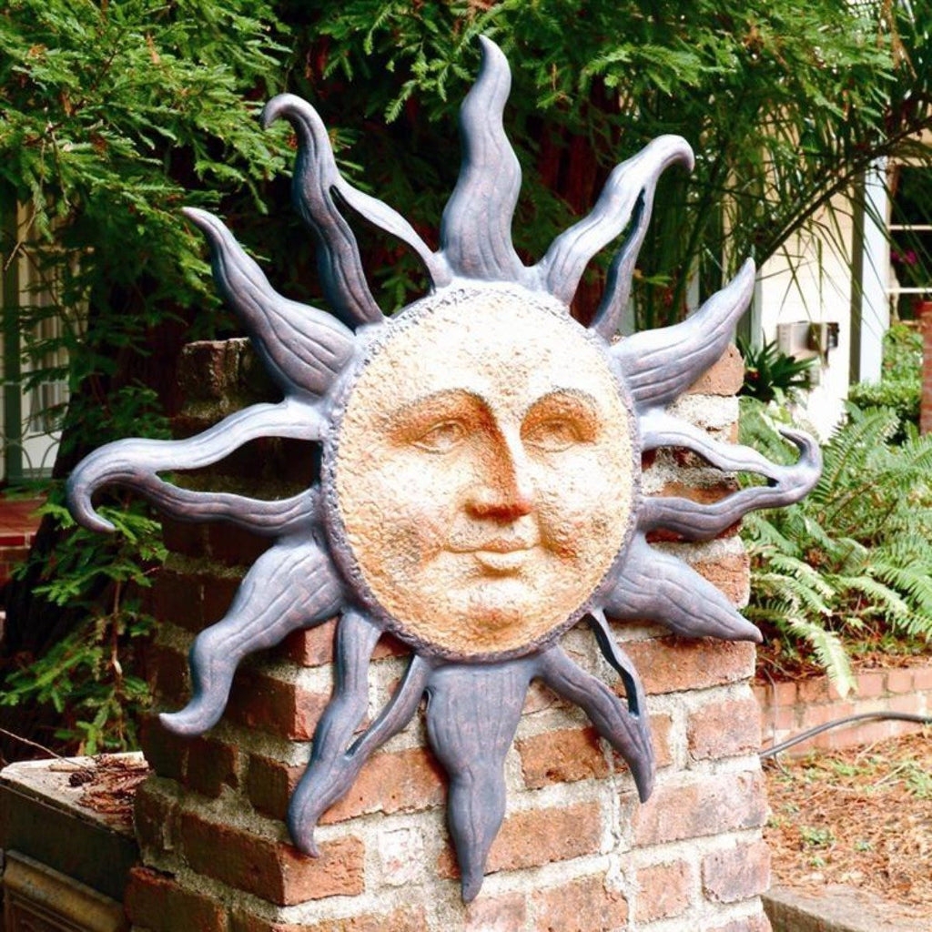 Wall Plaque Human Face Pewter Garden Relief Sculpture