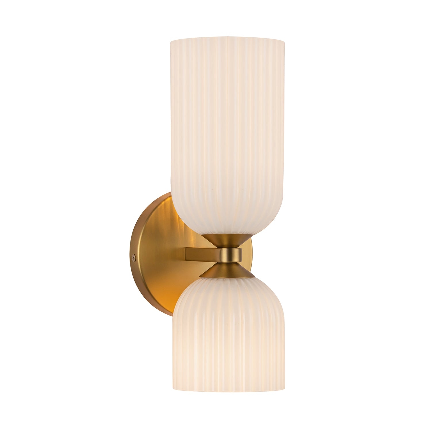 Wall Sconce Asymmetrical Dual Shade Gold Finish Sconce