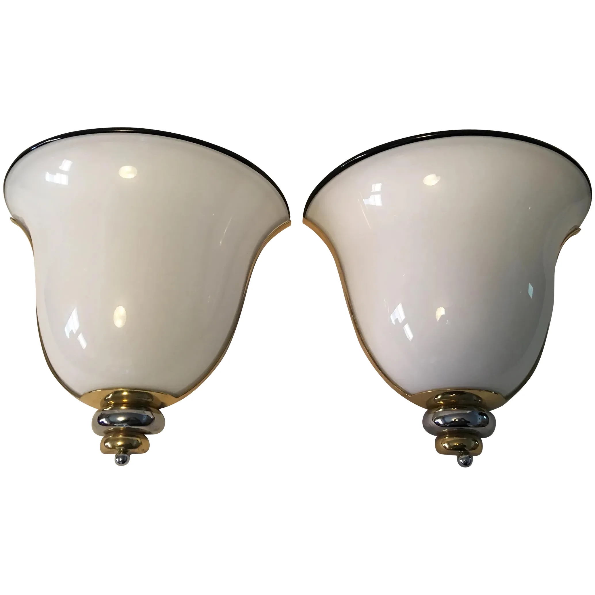 Wall Sconce Bell Silhouette Mixed Metal Italian Glass Sconce