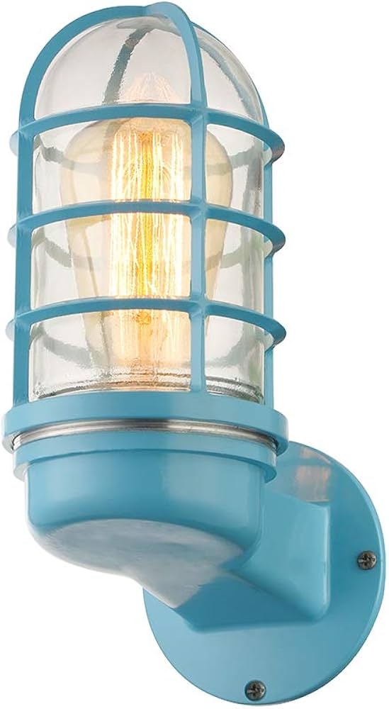 Wall Sconce Blue Metal Cage Warehouse Wall Light