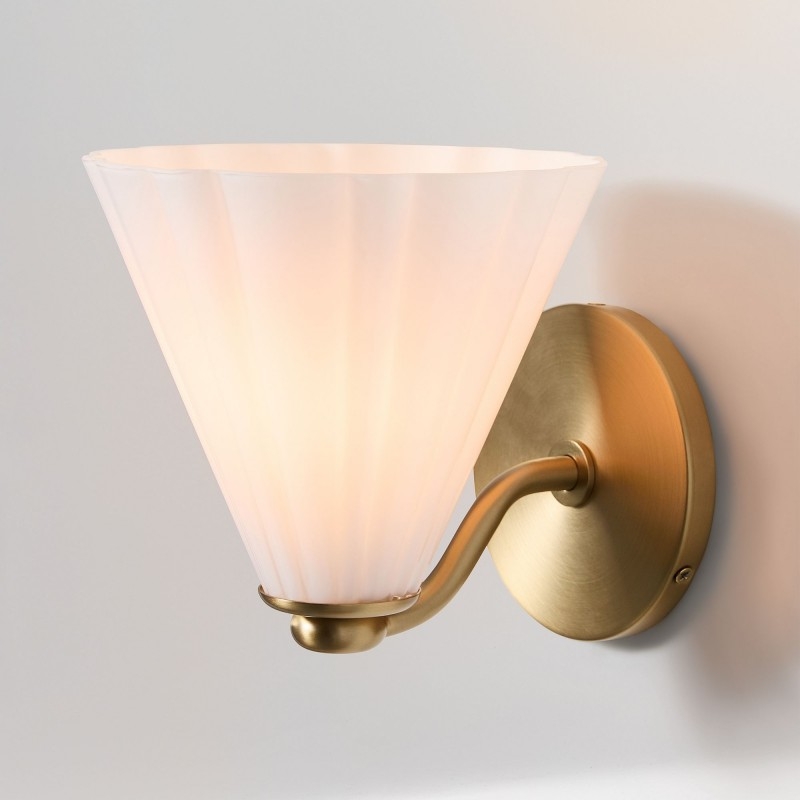 Wall Sconce Conical Silhouette Ribbed Glass Cone Sconce