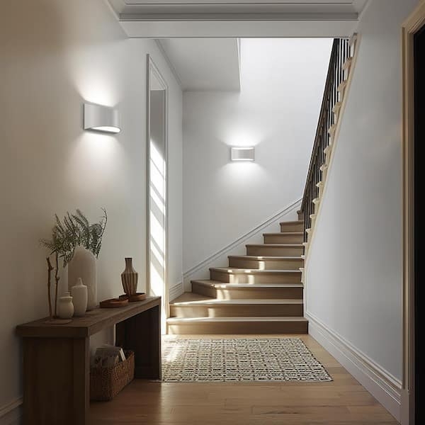 Wall Sconce Curved Profile Matte White and Up and Down Wall Lamp