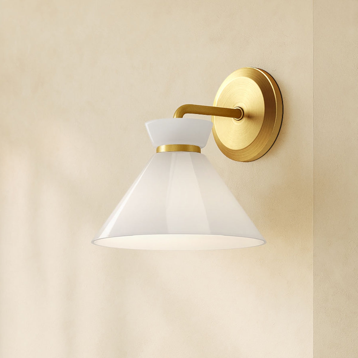 Wall Sconce Geometric Form White Glass Satin Wall Fixture