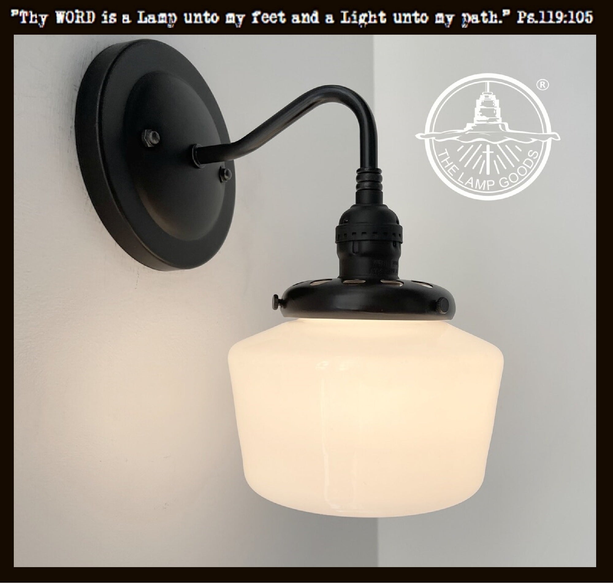Wall Sconce Matte Black Schoolhouse Sconce Curved Gooseneck