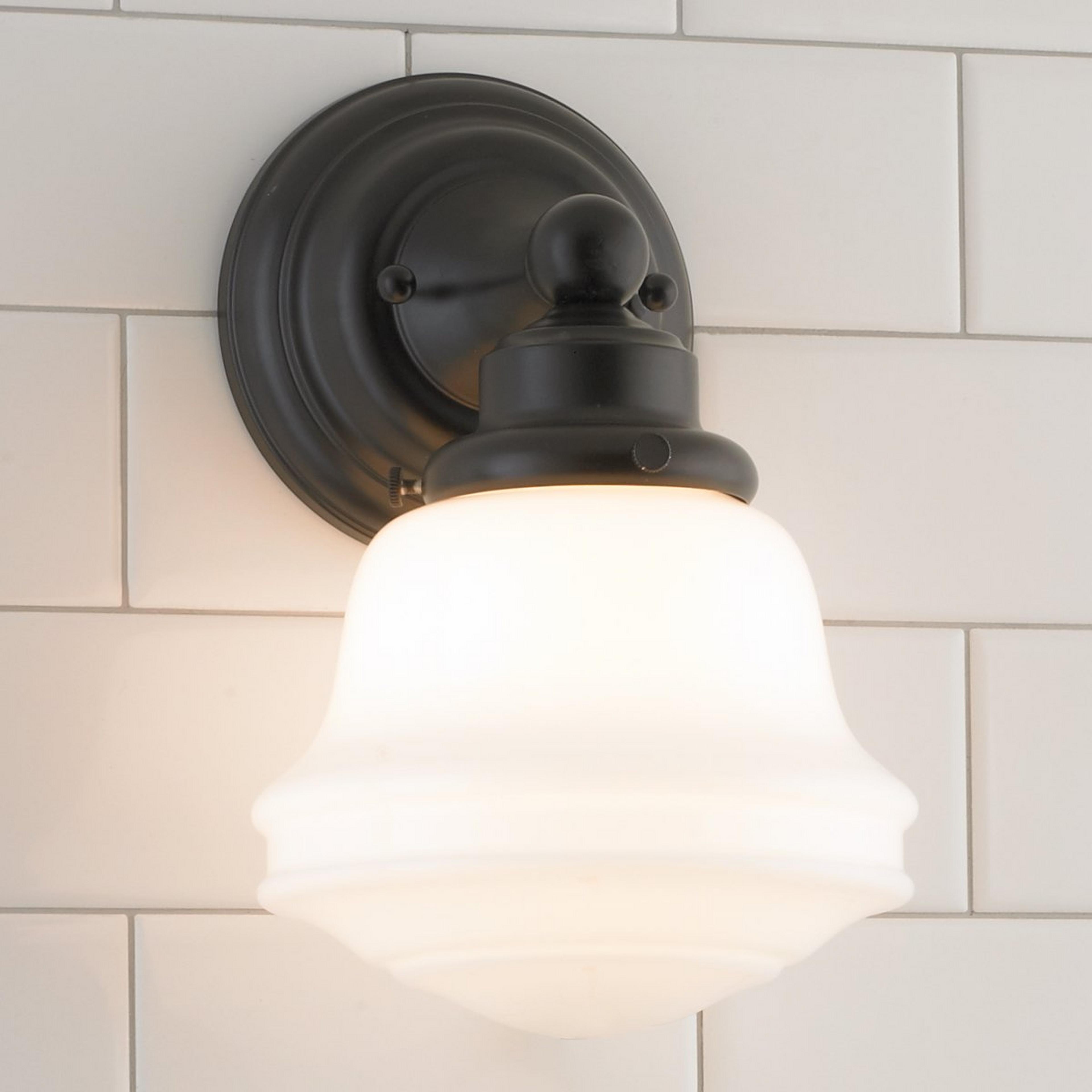 Wall Sconce Oil Rubbed Bronze Milk Glass Bathroom Sconce