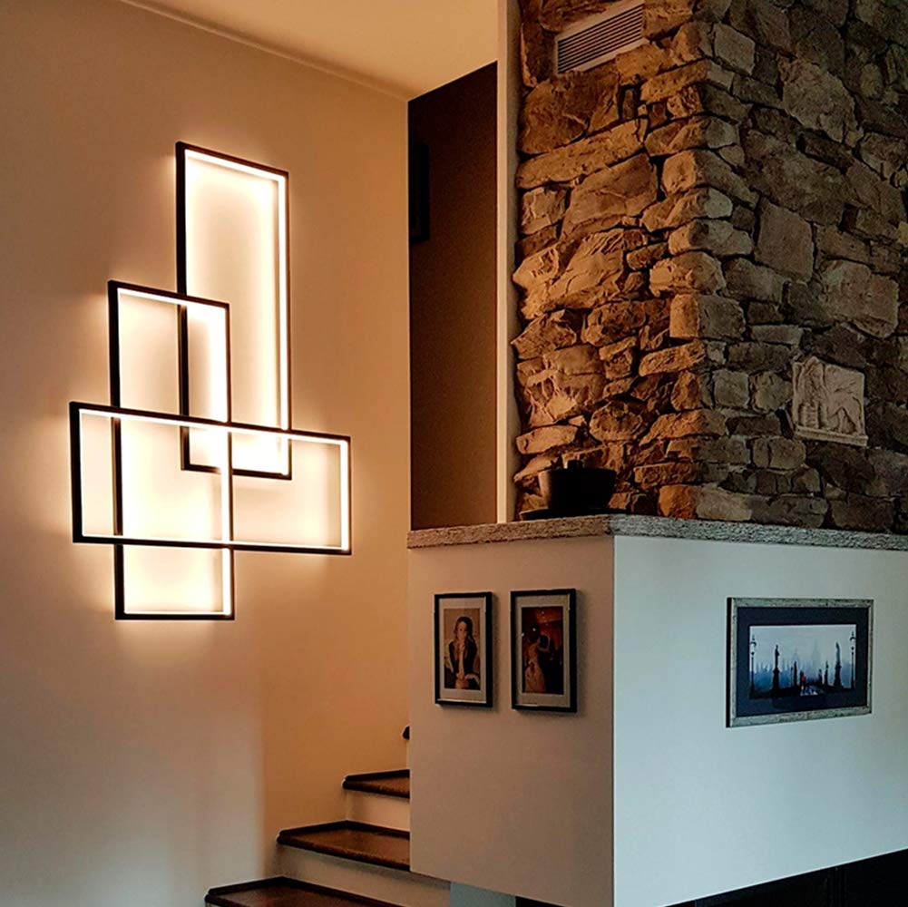 Wall Sconce Overlapping Rectangles and Geometric LED Wall Sconce