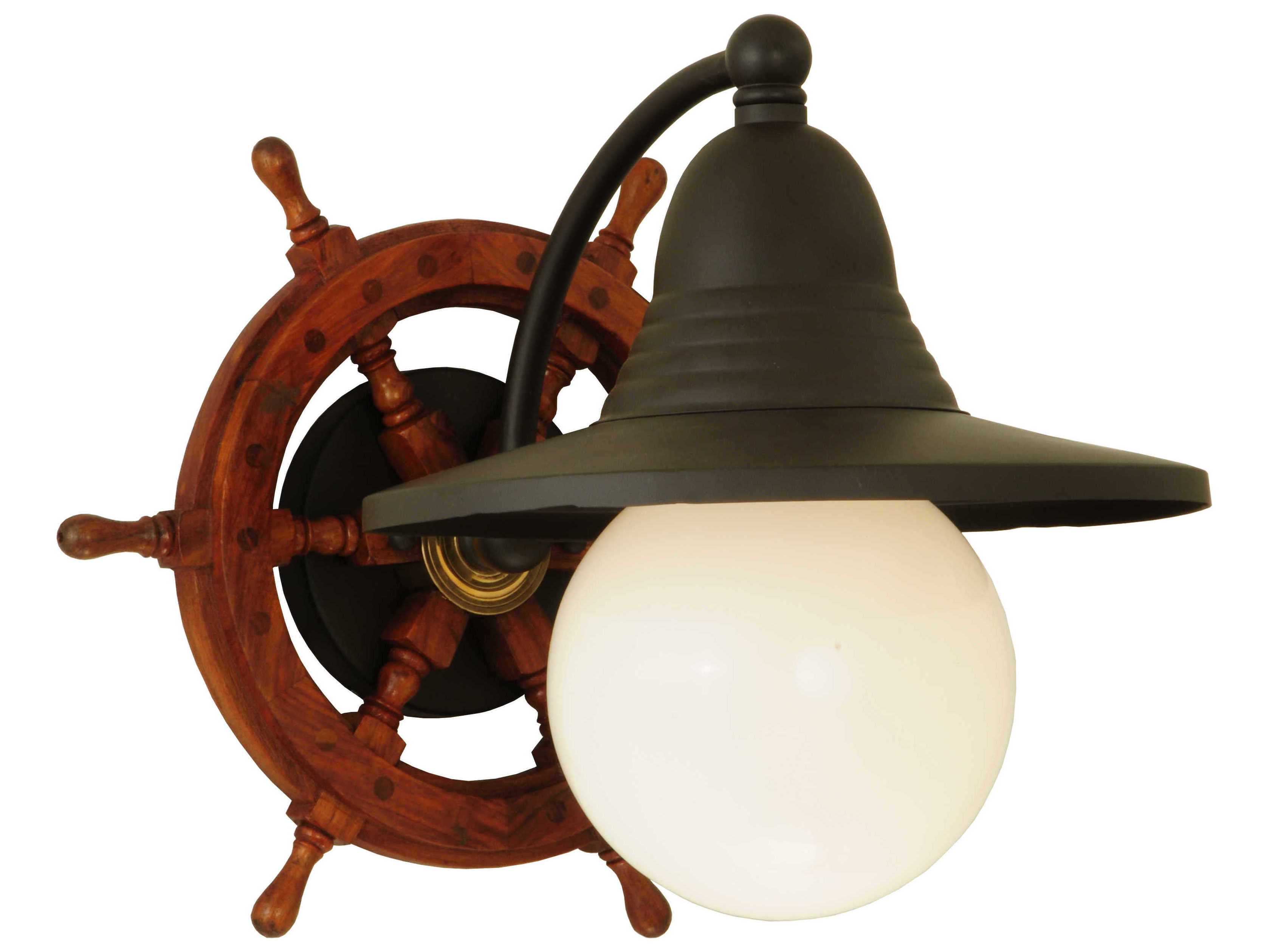 Wall Sconce Ship Wheel Backplate Nautical Decor Light