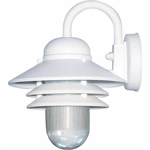 Wall Sconce White Polycarbonate Tiered Hood Lamp