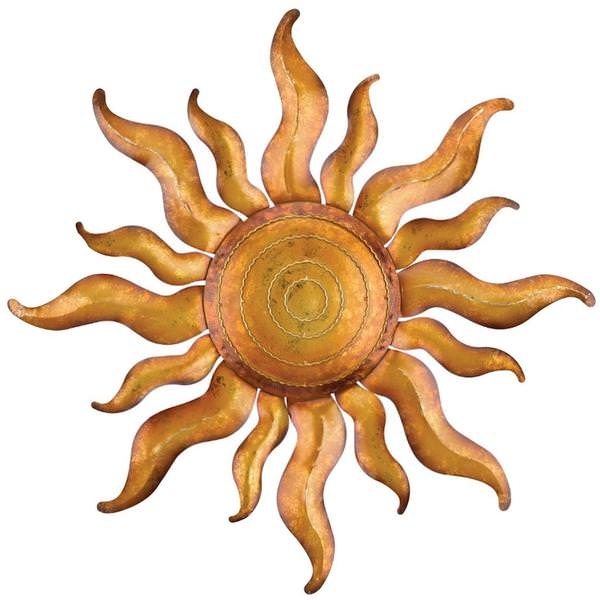 Wall Sculpture Concentric Circles Burnished Sunburst Motif