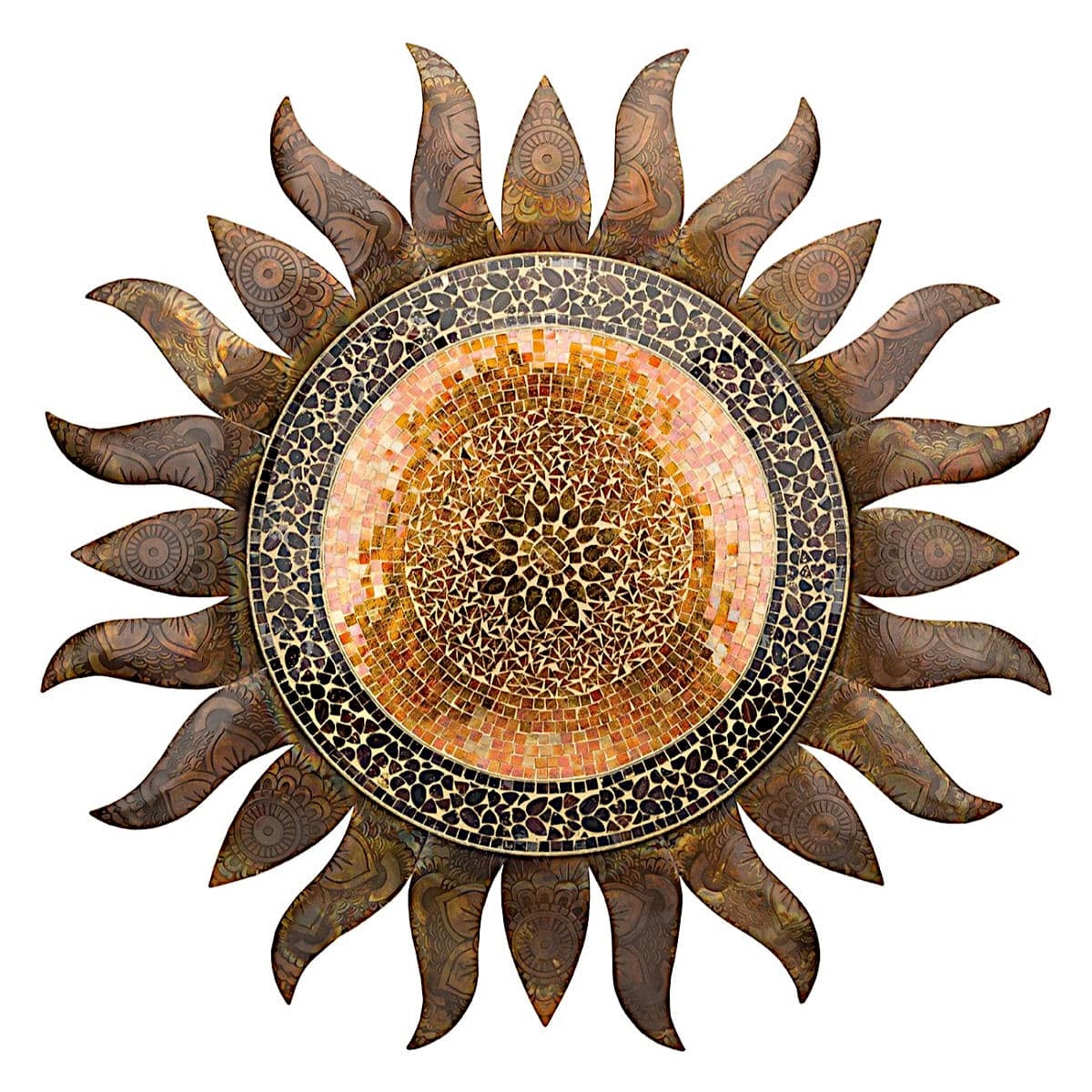 Wall Sculpture Mosaic Center Embossed Mandala Gold Art