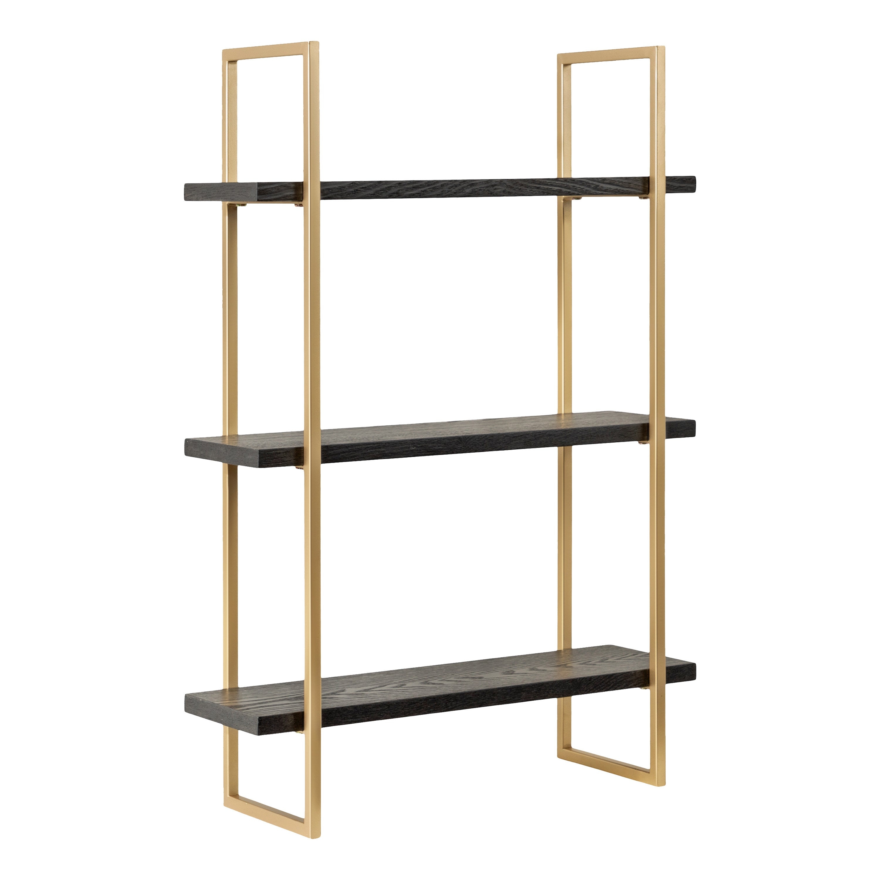 Wall Shelf Gold Frame Black and Gold Multi-Tier Storage