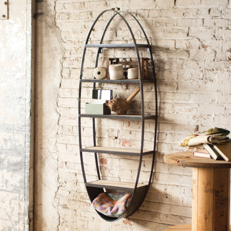 Wall Shelf Oval Silhouette Curved Metal Frame Four-Tier