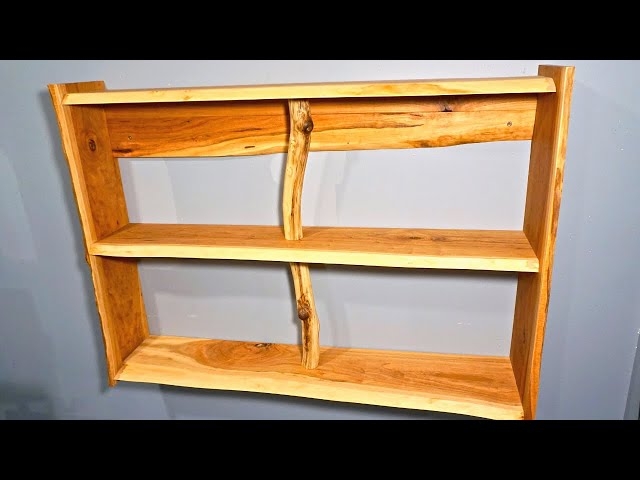 Wall Shelving Branch Support Three Tier Natural Wood Rack