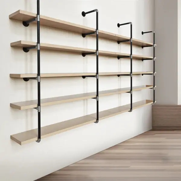 Wall Shelving Pipe Fittings Metal Multi-Tier Storage
