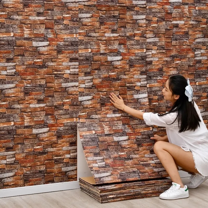 Wall Sticker Panel Multi Tone Brick Industrial DIY Decor