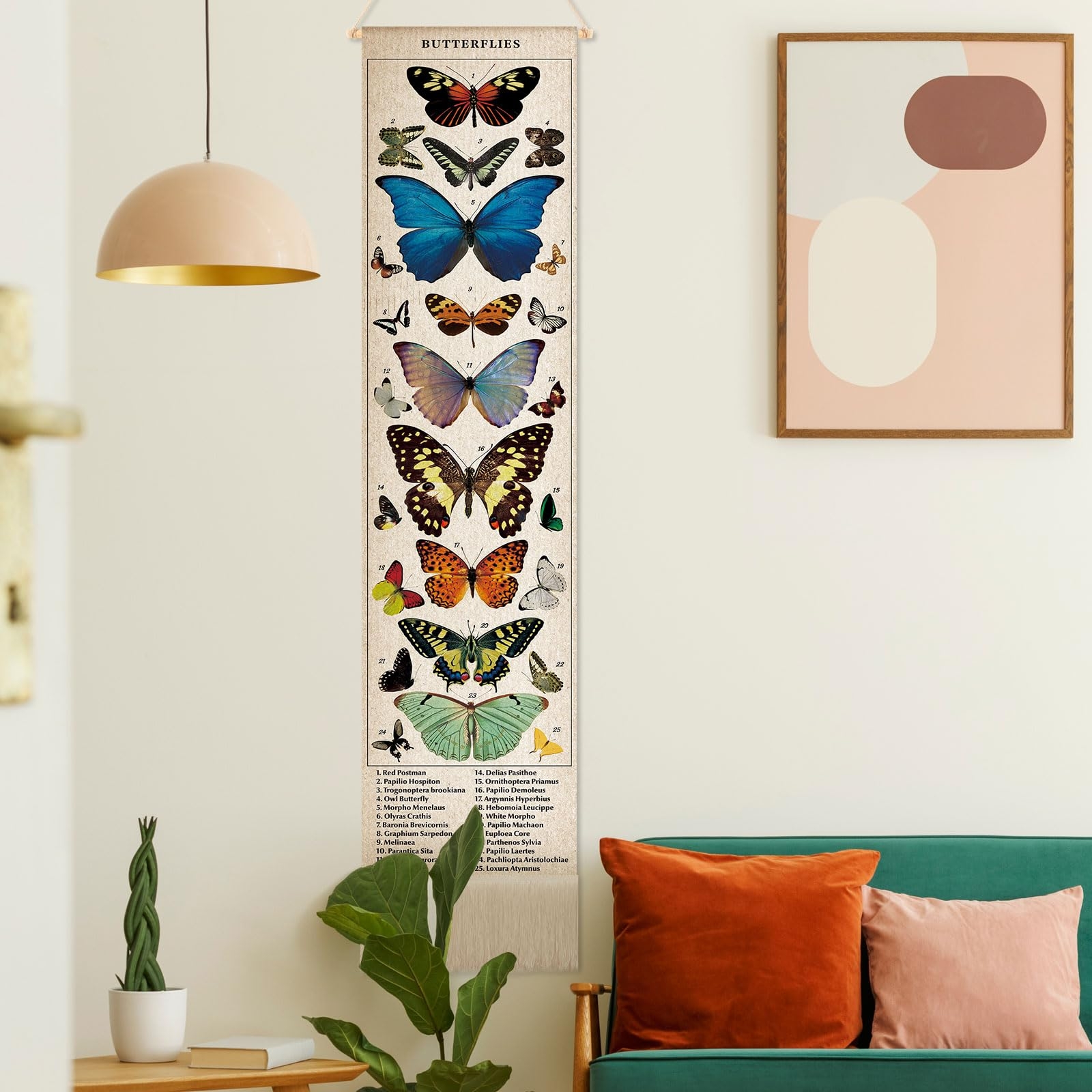 Wall Tapestry: Tassel Fringe Illustrative Butterfly Chart