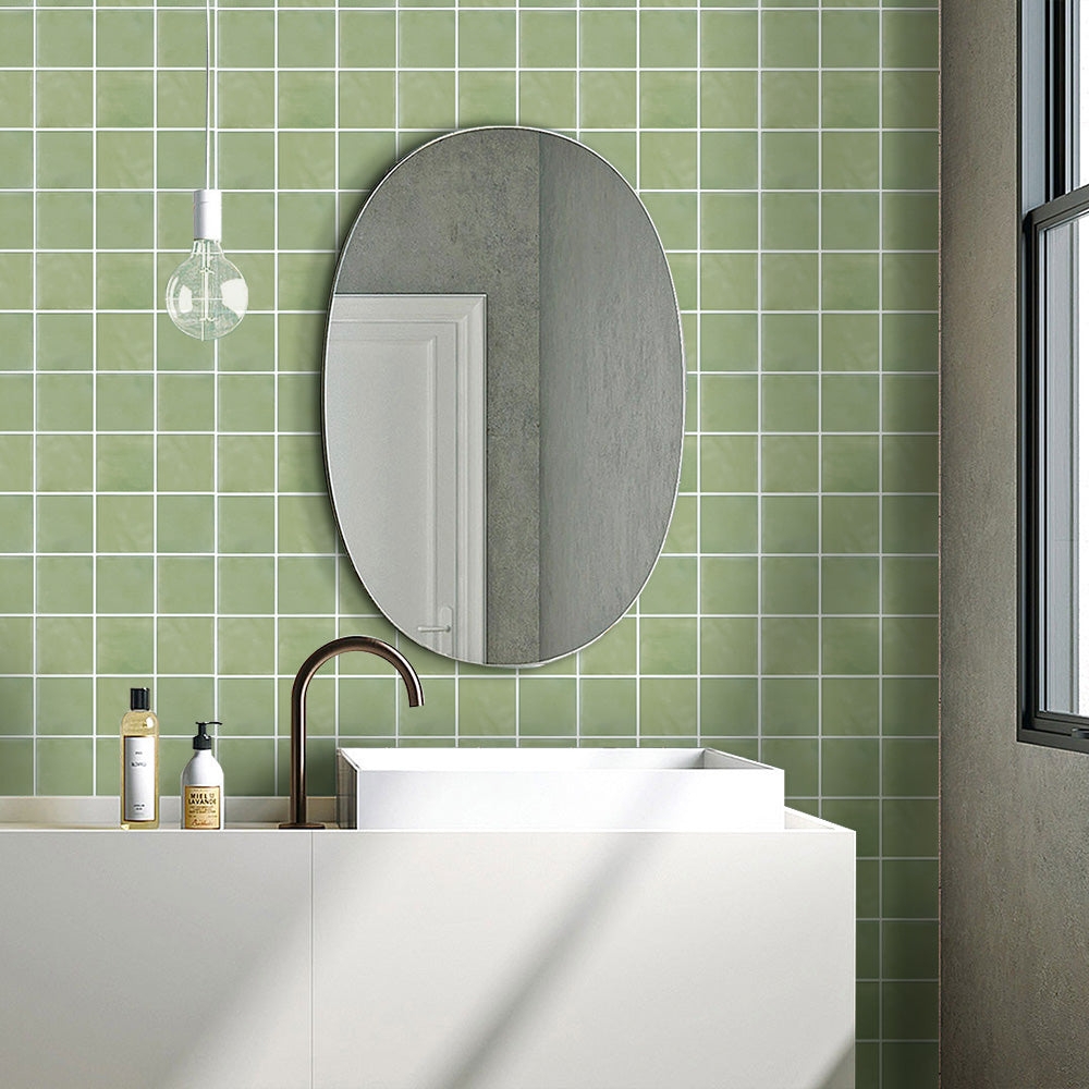 Wall Tile 3D Ceramic Look Sage Green Peel and Stick