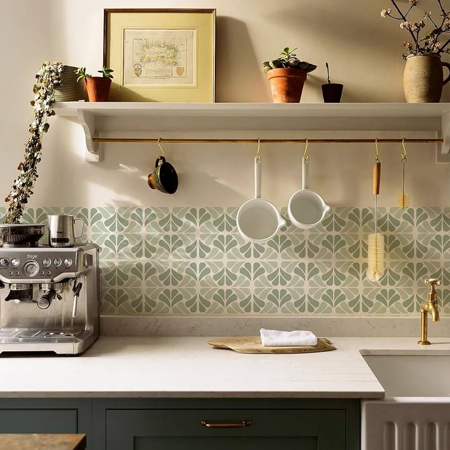 Wall Tile Fan Pattern Peel and Stick Vinyl Decal