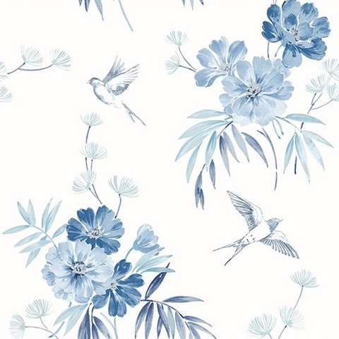 Wallpaper: Bird Motifs Watercolor Bird Pattern Wallpaper
