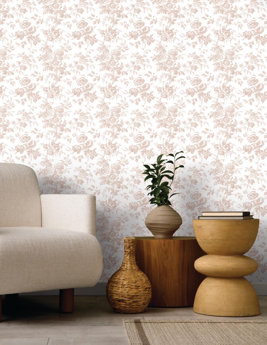 Wallpaper: Blush Anemone Floral Print Sculptural Style