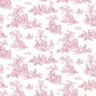 Wallpaper: Country Pink Toile Repeating Pastoral Vignettes