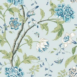 Wallpaper: Duck Egg Blue Chinoiserie Bird Wallcovering