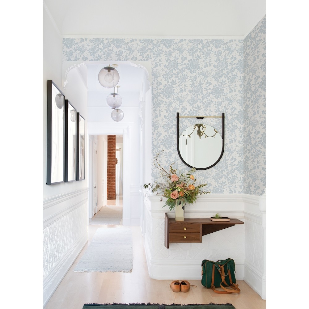 Wallpaper: Floral Trail Pattern Light Blue Floral Wallpaper