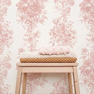 Wallpaper: Monochromatic Floral Blush Nursery Wall Decor