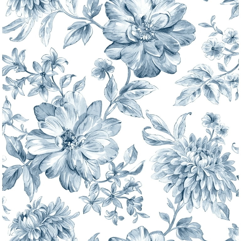 Wallpaper: Non-Woven Watercolor Effect Flower Wallcovering