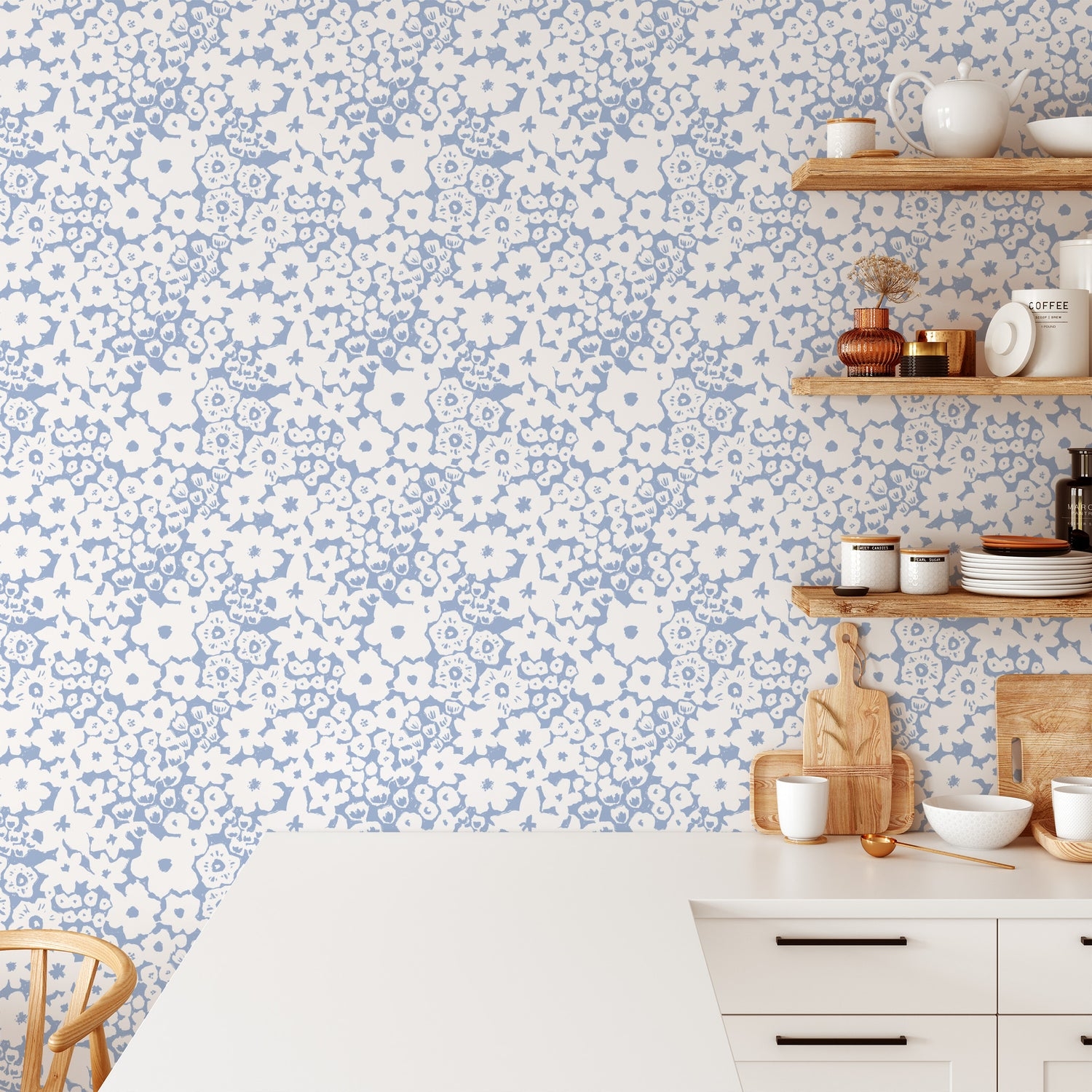 Wallpaper: Small Scale Print Scandinavian Botanical Wall Print