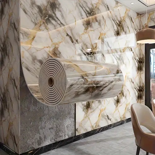 Wallpaper Sticker Gold Marble Veining High Gloss Finish DIY