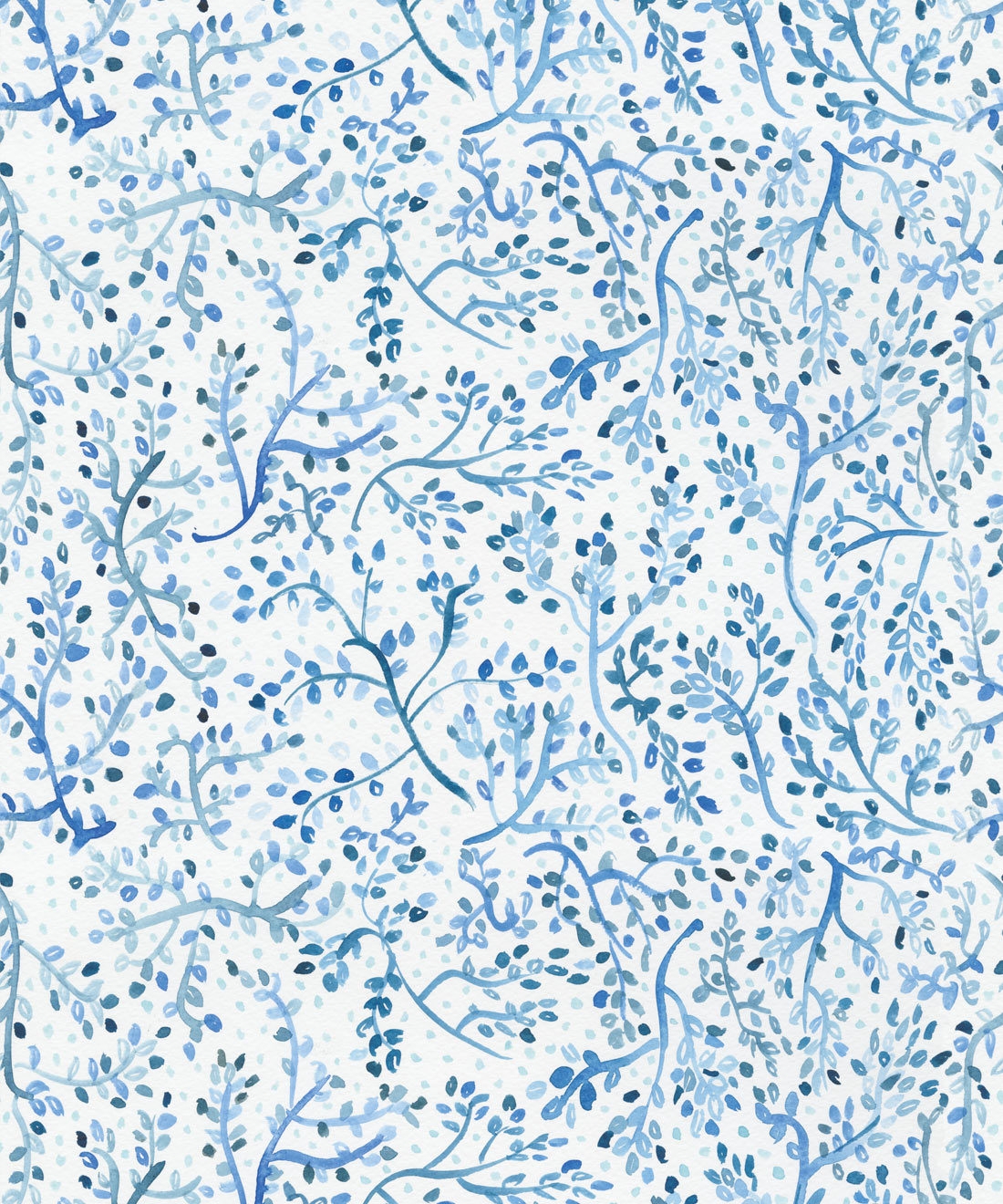 Wallpaper: Watercolor Wash Indigo Botanical Wallpaper
