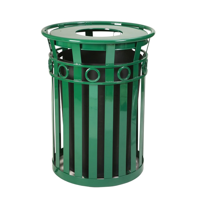 Waste Receptacle in Forest Green Decorative Outdoor Waste Bin