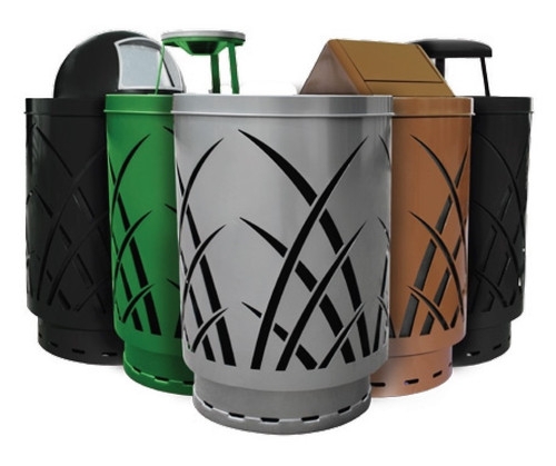 Waste Receptacle with Multiple Lid Options Saw Grass Trash Can