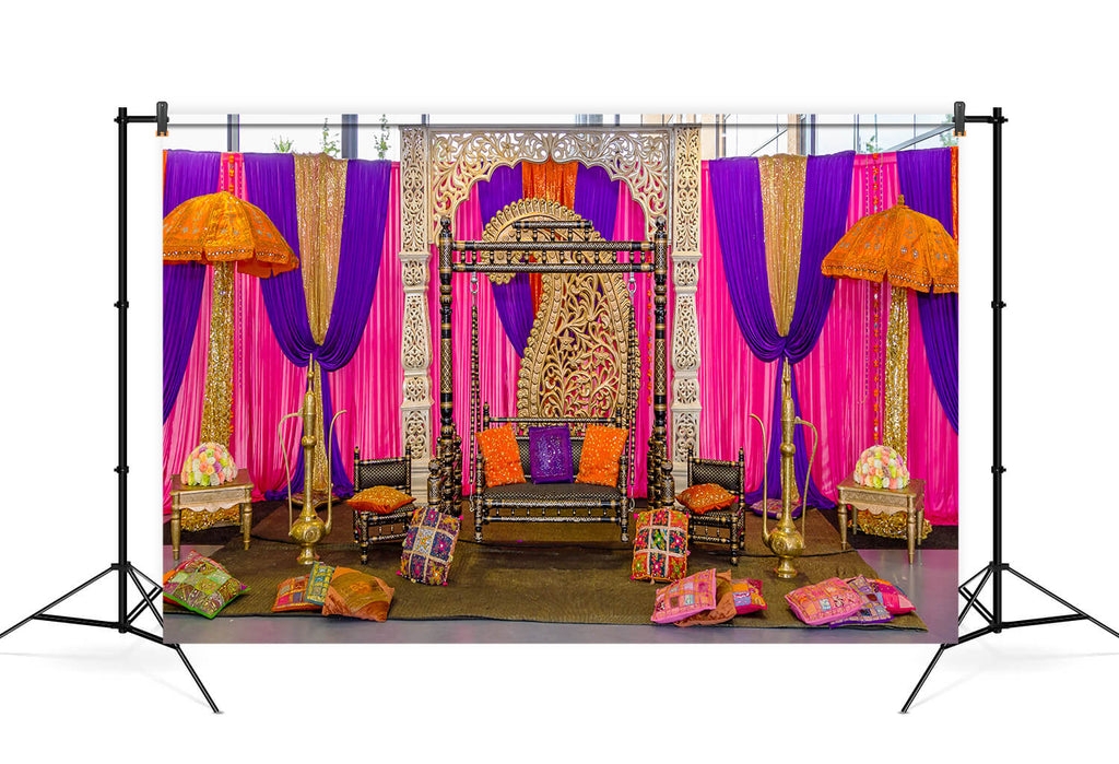 Wedding Backdrop: Jhoola Swing Vibrant Mehendi Decor