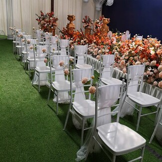 Wedding Chair Floor Length Gauze Sashes and Tulle