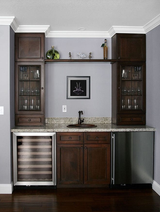 Wet Bar Espresso Wood Dual Beverage Coolers Granite Top