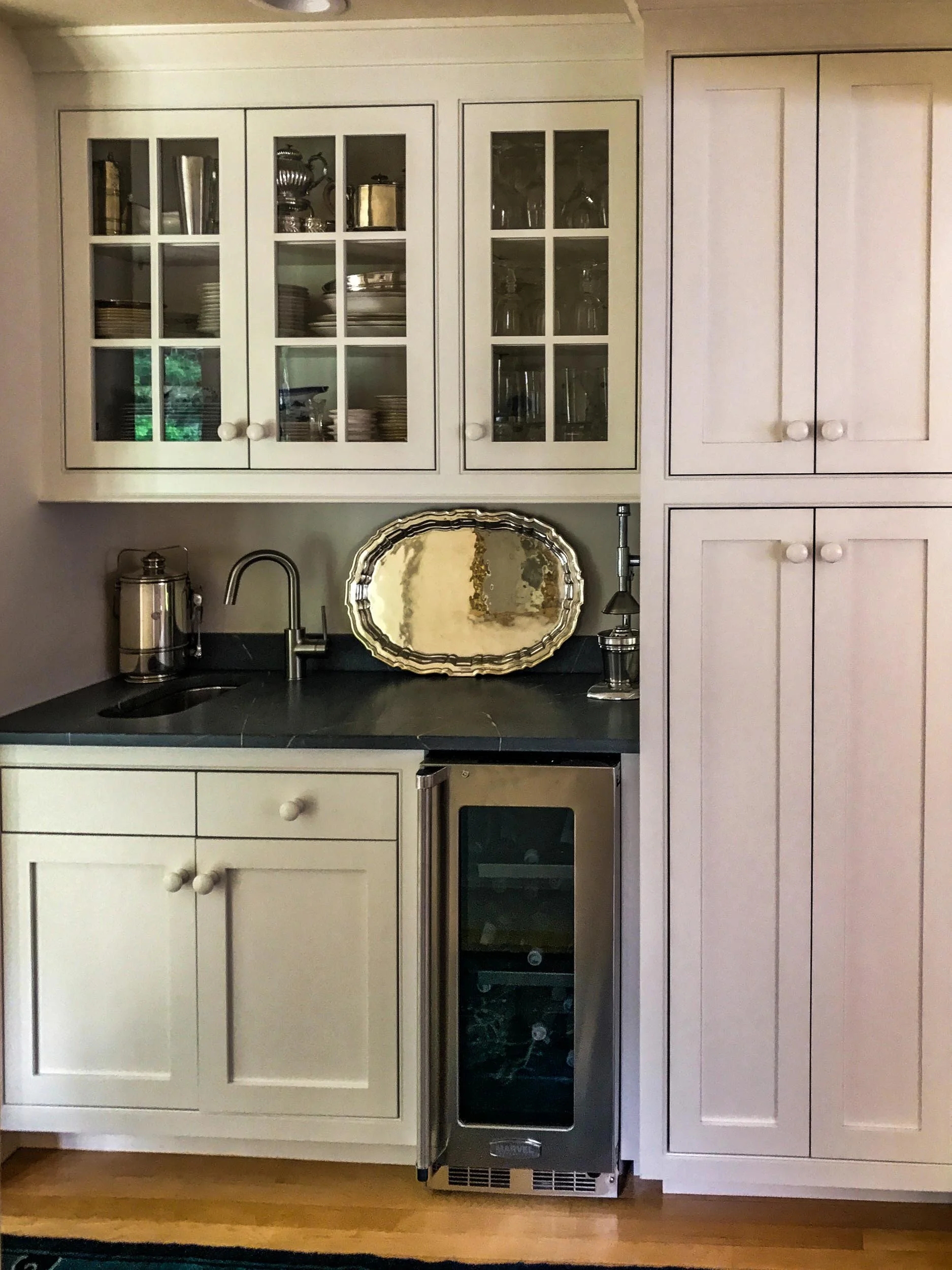 Wet Bar Muntin Glass Front Storage with Wine Cooler