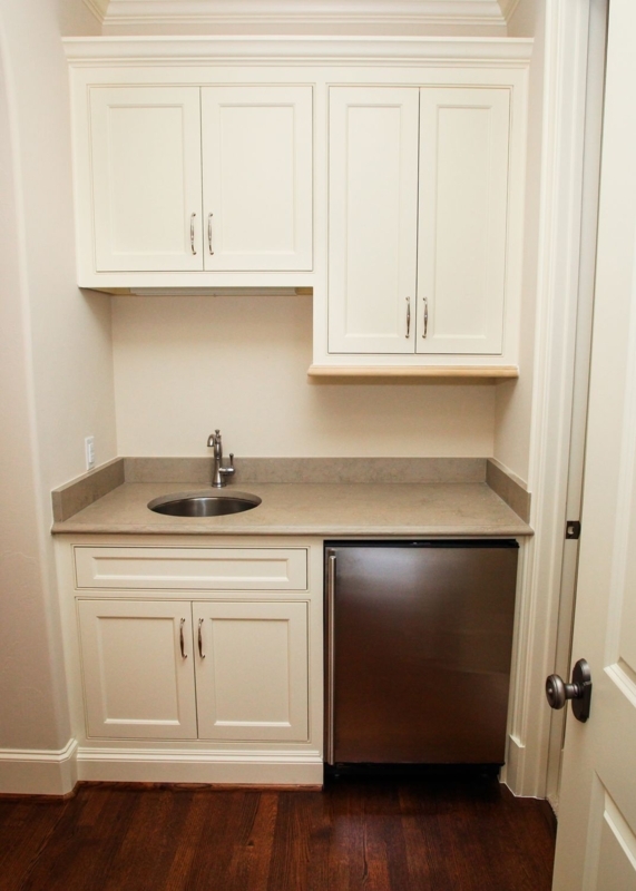 Wet Bar Recessed Alcove Cream Shaker Mini Fridge Station