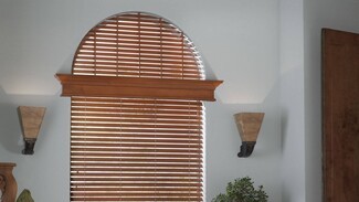 Window Blinds Walnut Arched Top Molded Valance Stained