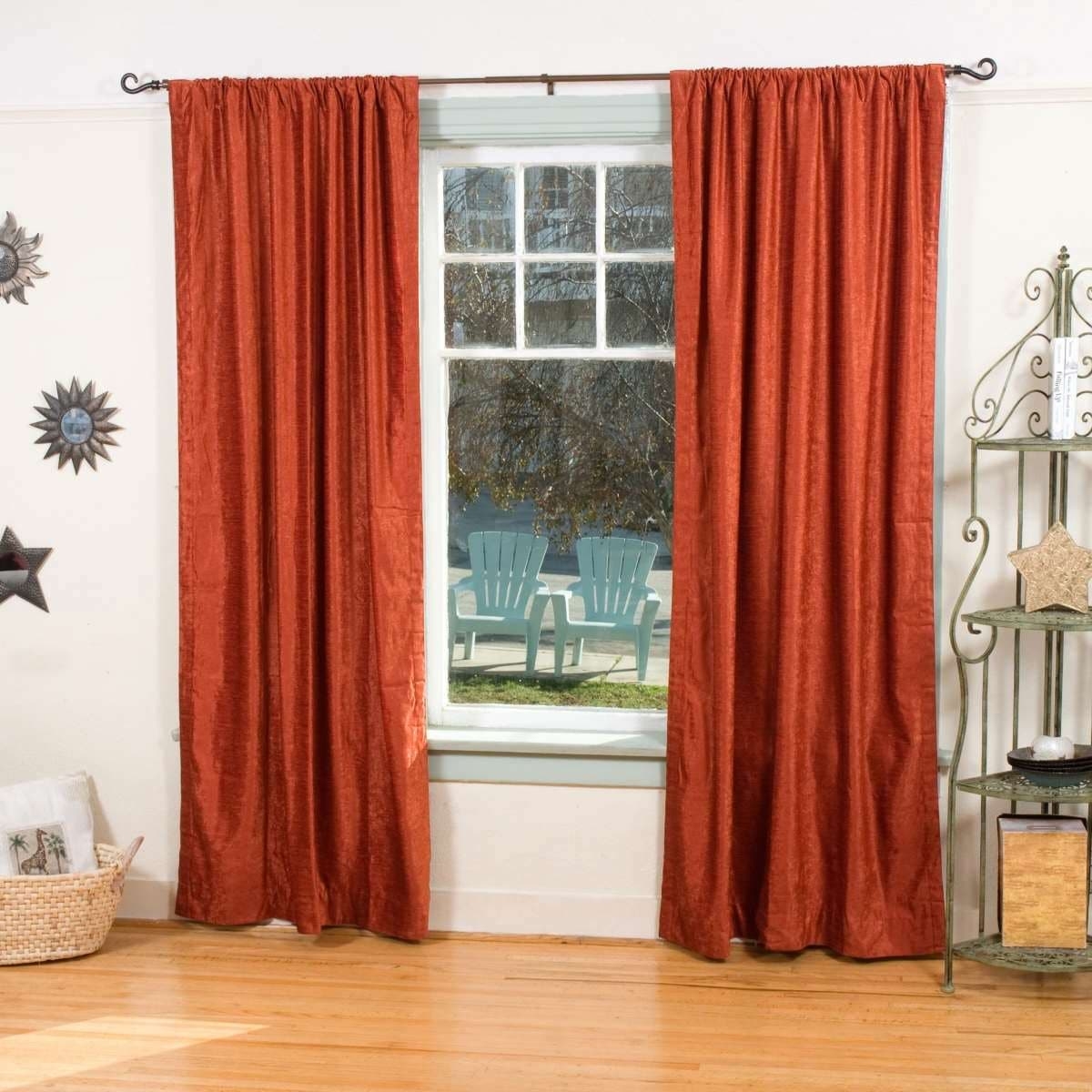 Window Curtain Mahogany Velvet Rod Pocket Floor Panels