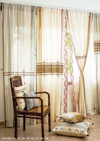 Window Curtains: Hand Loomed Texture Sheer Striped Panels