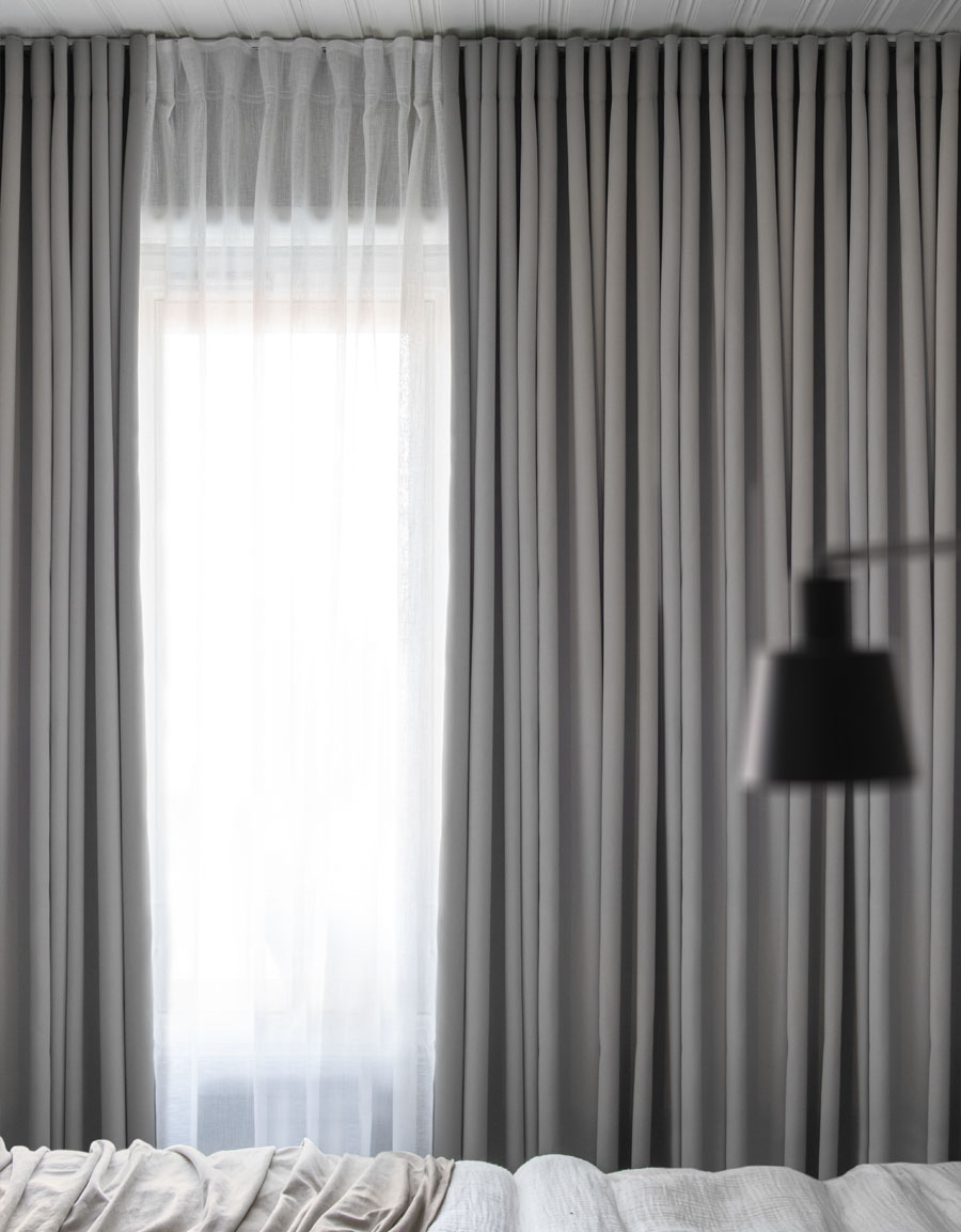 Window Curtains Light Grey Ripple Fold Ceiling Track Mount