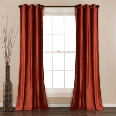 Window Curtains Rust Velvet Grommet Top Light Filter