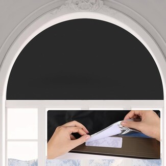Window Shade Black Arch Shaped Self Adhesive Silver