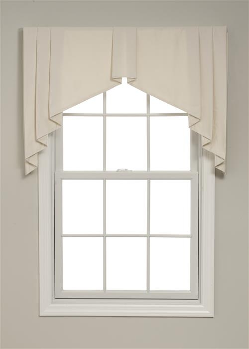 Window Valance Box Pleat Tapered Silhouette Ivory Fabric Topper