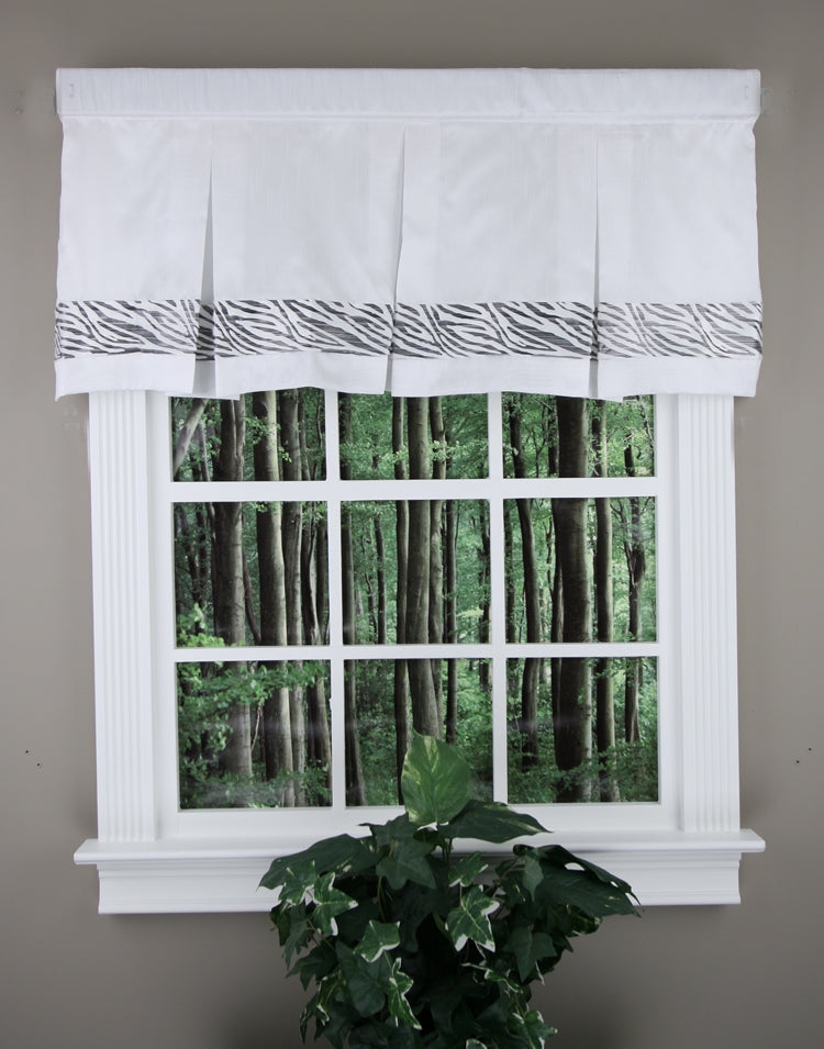 Window Valance Zebra Print Border Tailored Fabric Treatment Topper