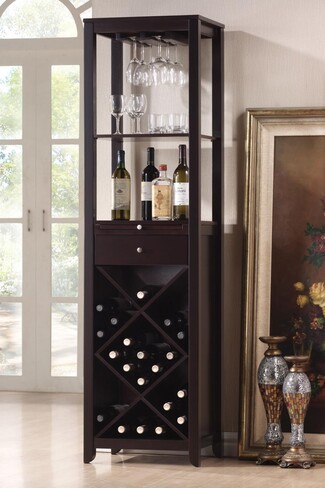 Wine Cabinet with X Cross Wine Rack and Wine Storage Tower