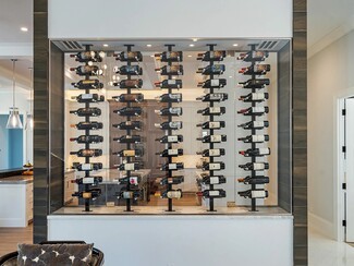 Wine Rack in Label Forward Style and Minimalist Kitchen Wine Wall